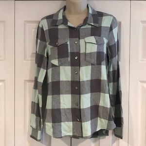 Plaid mint green and gray button down. Size Med.